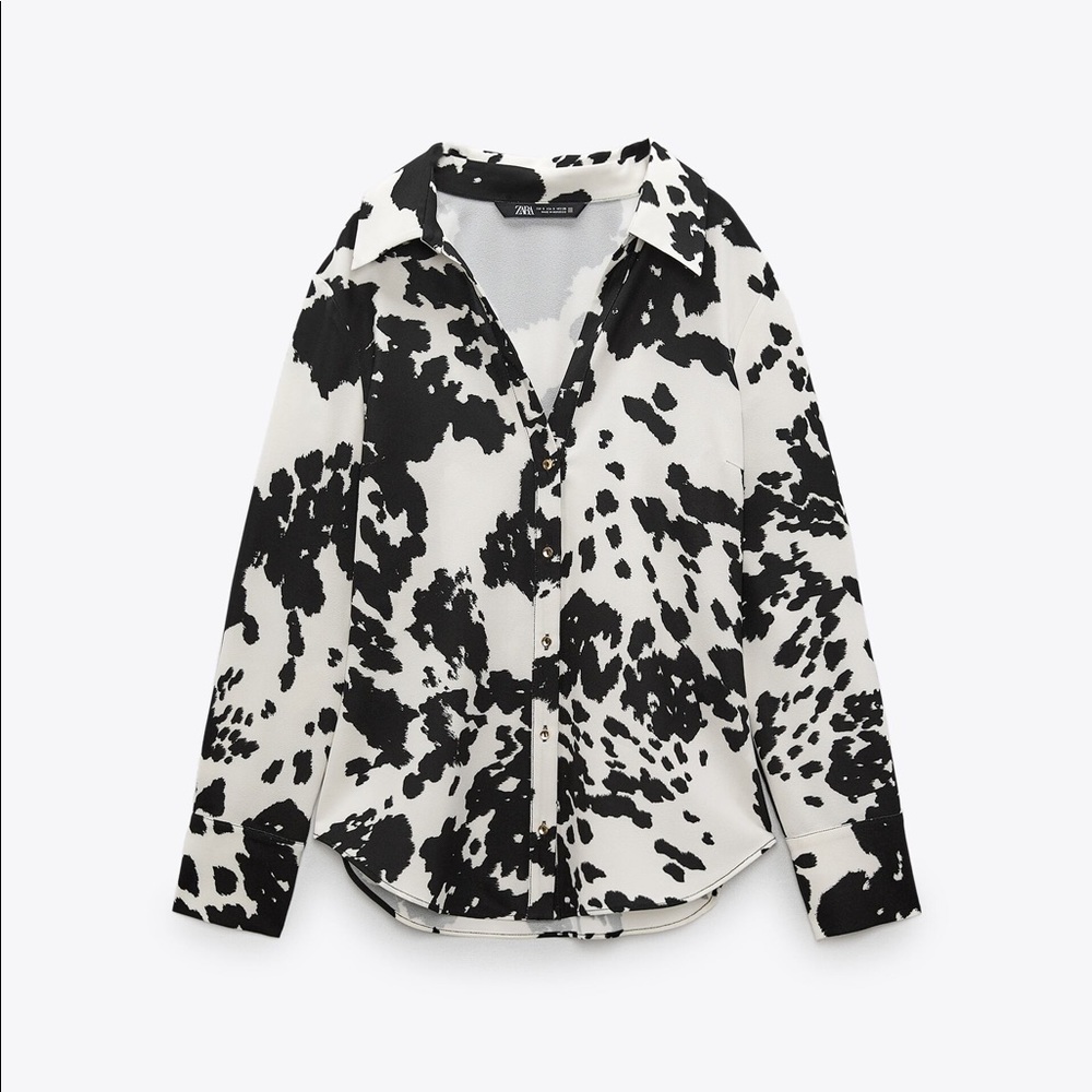 ZARA FITTED ANIMAL PRINT LONG SLEEVE BUTTON SHIRT BRAND NEW WITH TAGS SMALL